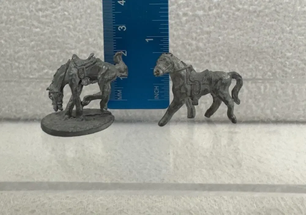 Vintage Pewter Horse Figurine Lot of 2 Western Ranch Mini Collectibles